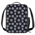Blue And Silver Snowflake Pattern Print Crossbody Lunch Bag