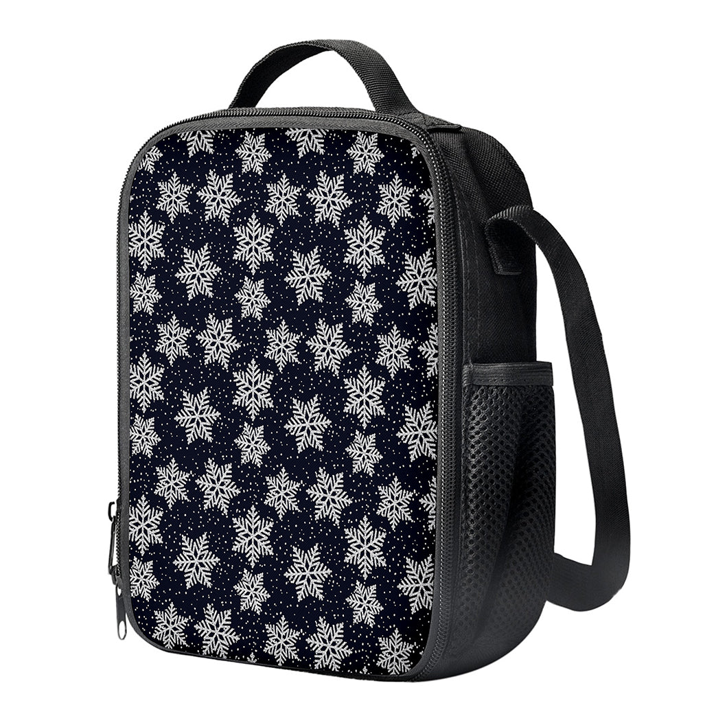 Blue And Silver Snowflake Pattern Print Crossbody Lunch Bag