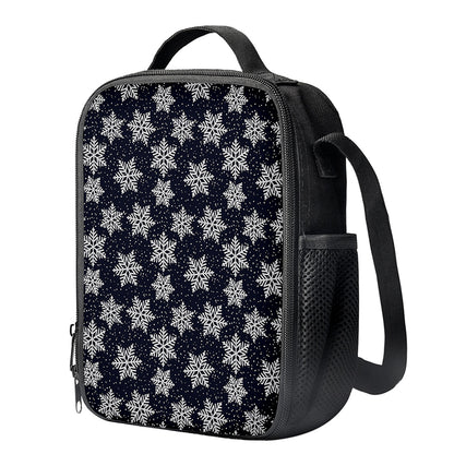 Blue And Silver Snowflake Pattern Print Crossbody Lunch Bag