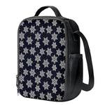 Blue And Silver Snowflake Pattern Print Crossbody Lunch Bag