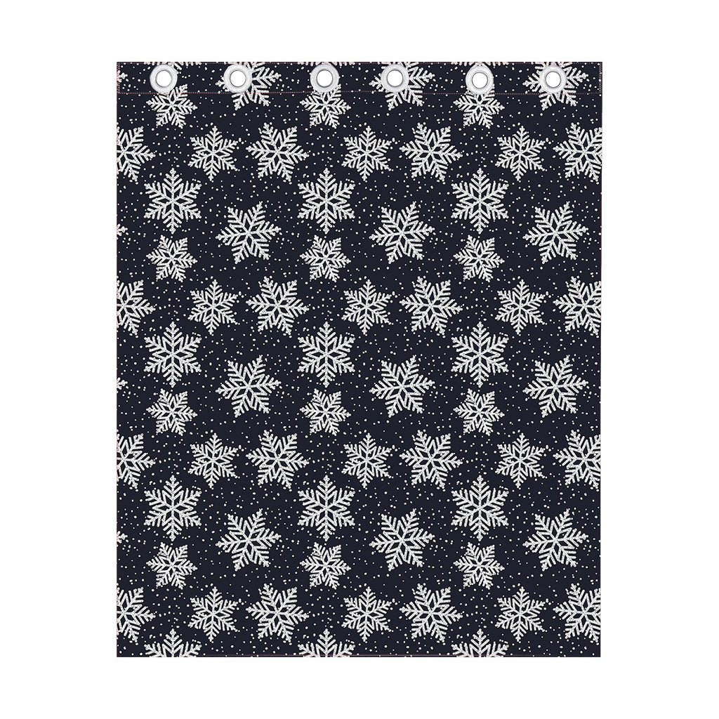 Blue And Silver Snowflake Pattern Print Curtain