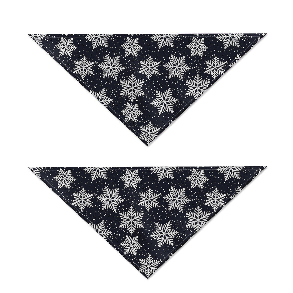 Blue And Silver Snowflake Pattern Print Dog Bandana