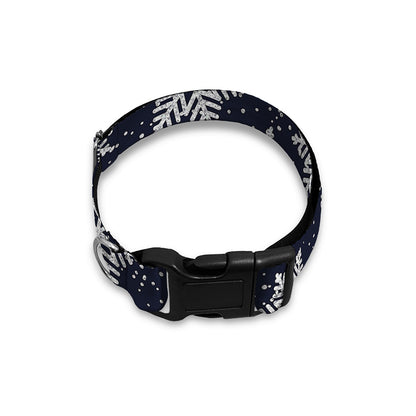 Blue And Silver Snowflake Pattern Print Dog Collar