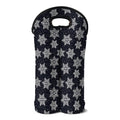 Blue And Silver Snowflake Pattern Print Double Neoprene Wine Tote