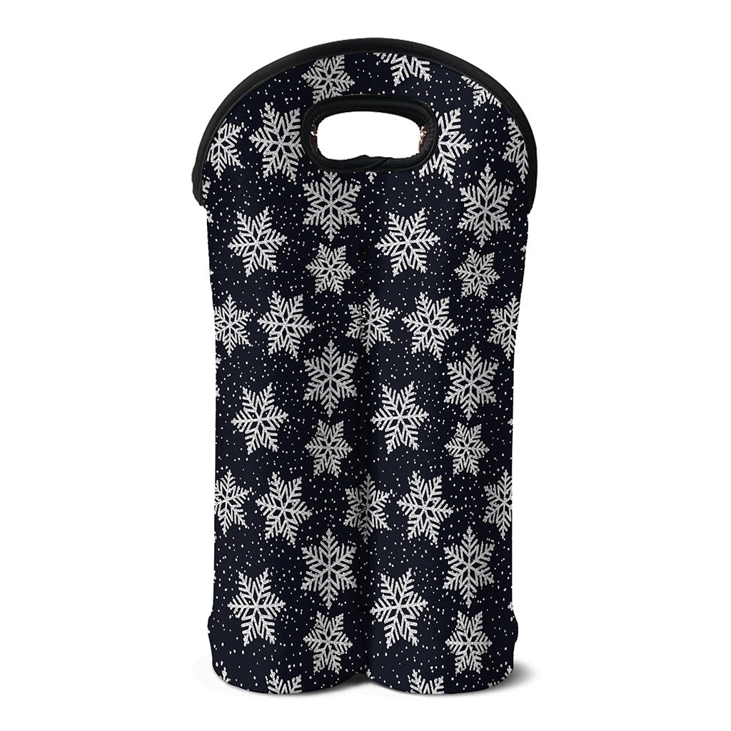 Blue And Silver Snowflake Pattern Print Double Neoprene Wine Tote