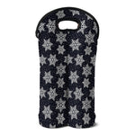 Blue And Silver Snowflake Pattern Print Double Neoprene Wine Tote