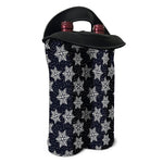 Blue And Silver Snowflake Pattern Print Double Neoprene Wine Tote