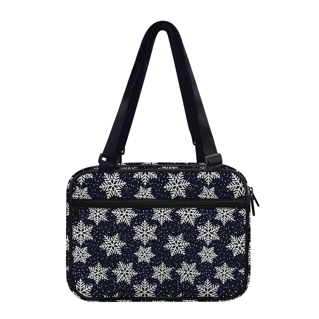 Blue And Silver Snowflake Pattern Print Double Strap Bible Bag