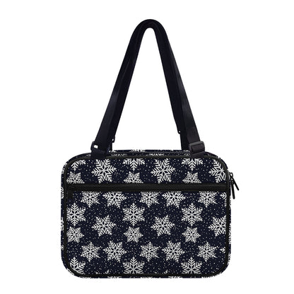 Blue And Silver Snowflake Pattern Print Double Strap Bible Bag