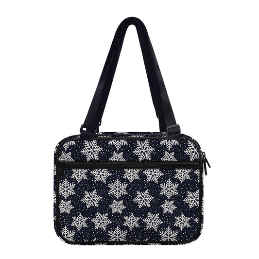 Blue And Silver Snowflake Pattern Print Double Strap Bible Bag