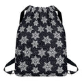 Blue And Silver Snowflake Pattern Print Drawstring Backpack