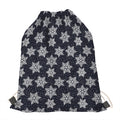 Blue And Silver Snowflake Pattern Print Drawstring Bag