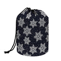 Blue And Silver Snowflake Pattern Print Drawstring Makeup Bag