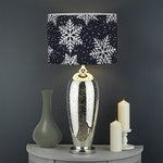 Blue And Silver Snowflake Pattern Print Drum Lamp Shade