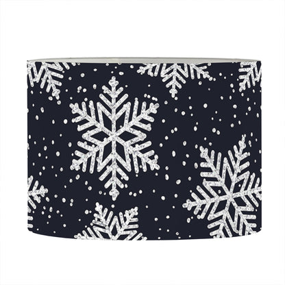 Blue And Silver Snowflake Pattern Print Drum Lamp Shade