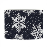 Blue And Silver Snowflake Pattern Print Drum Lamp Shade