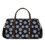 Blue And Silver Snowflake Pattern Print Duffle Bag