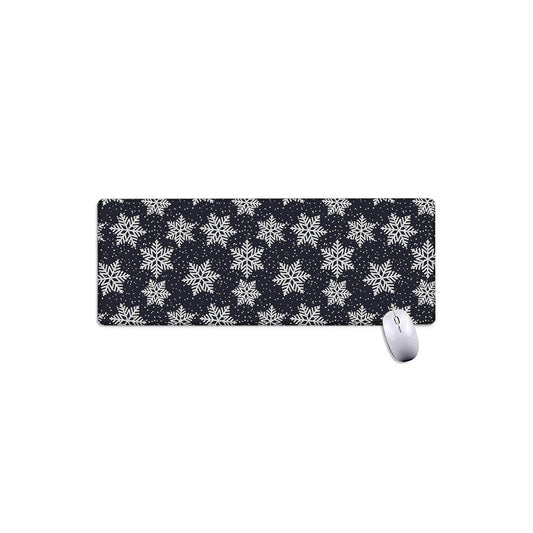 Blue And Silver Snowflake Pattern Print Extended Mouse Pad