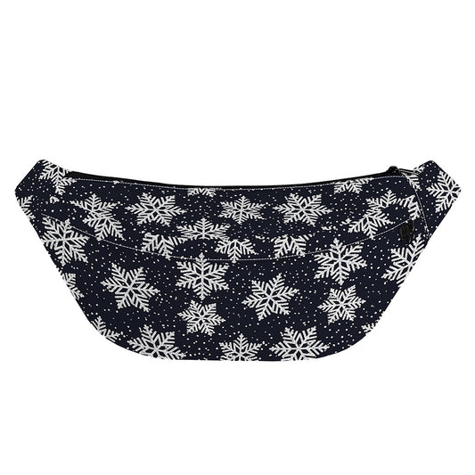 Blue And Silver Snowflake Pattern Print Fanny Pack