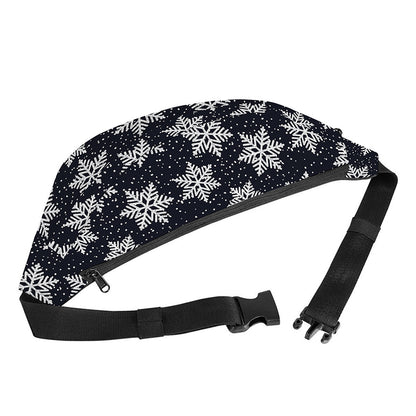 Blue And Silver Snowflake Pattern Print Fanny Pack