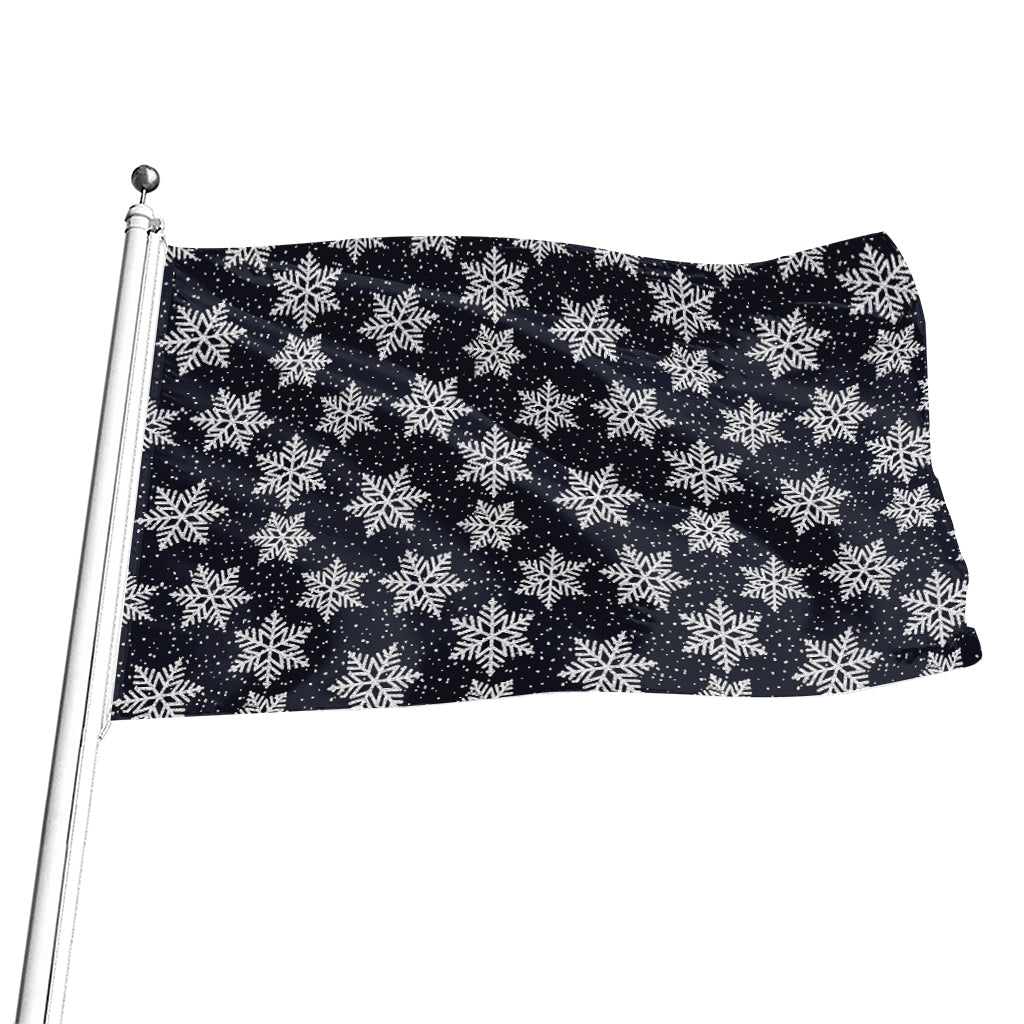 Blue And Silver Snowflake Pattern Print Flag