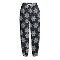 Blue And Silver Snowflake Pattern Print Fleece Lined Knit Pants