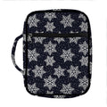 Blue And Silver Snowflake Pattern Print Front Pocket Bible Bag