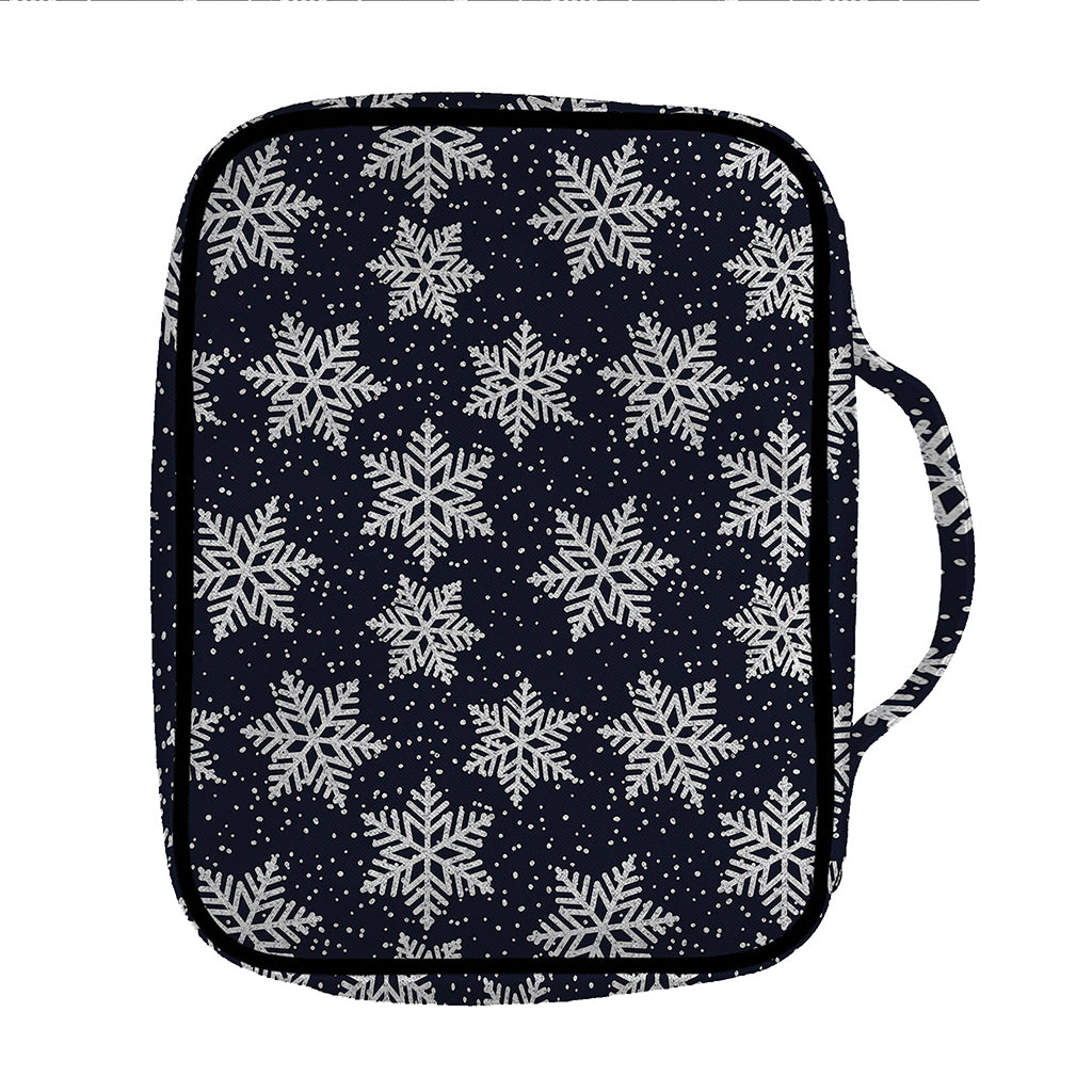 Blue And Silver Snowflake Pattern Print Front Pocket Bible Bag
