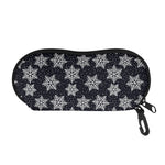 Blue And Silver Snowflake Pattern Print Glasses Case