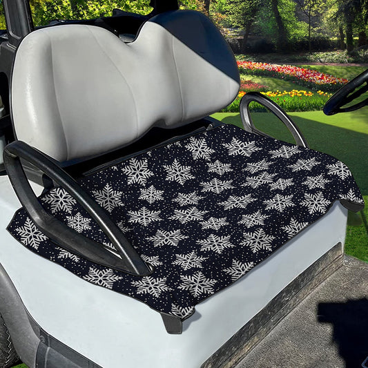 Blue And Silver Snowflake Pattern Print Golf Cart Seat Cover