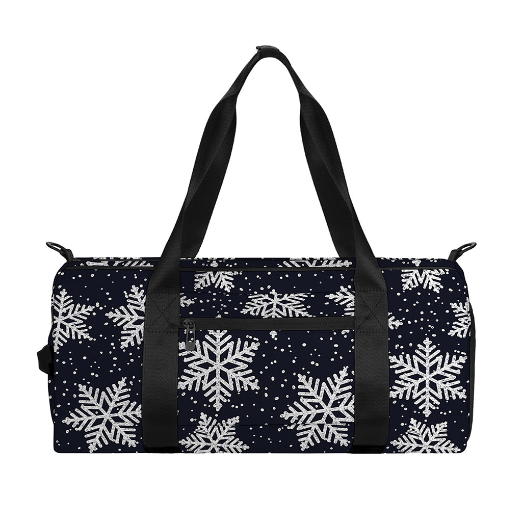 Blue And Silver Snowflake Pattern Print Gym Bag