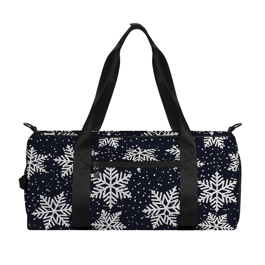 Blue And Silver Snowflake Pattern Print Gym Bag