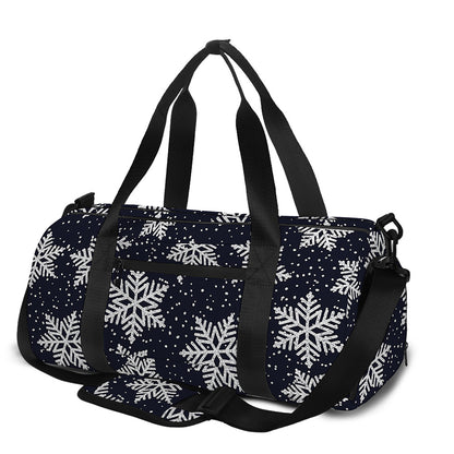 Blue And Silver Snowflake Pattern Print Gym Bag