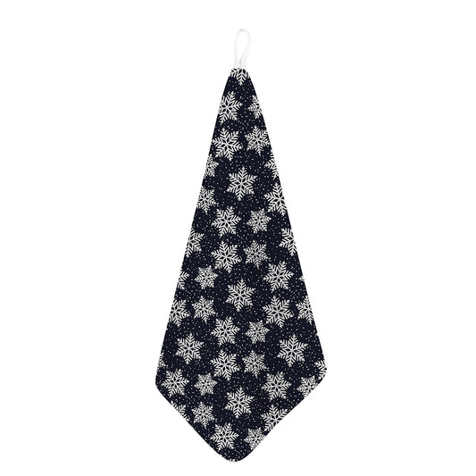 Blue And Silver Snowflake Pattern Print Hand Towel