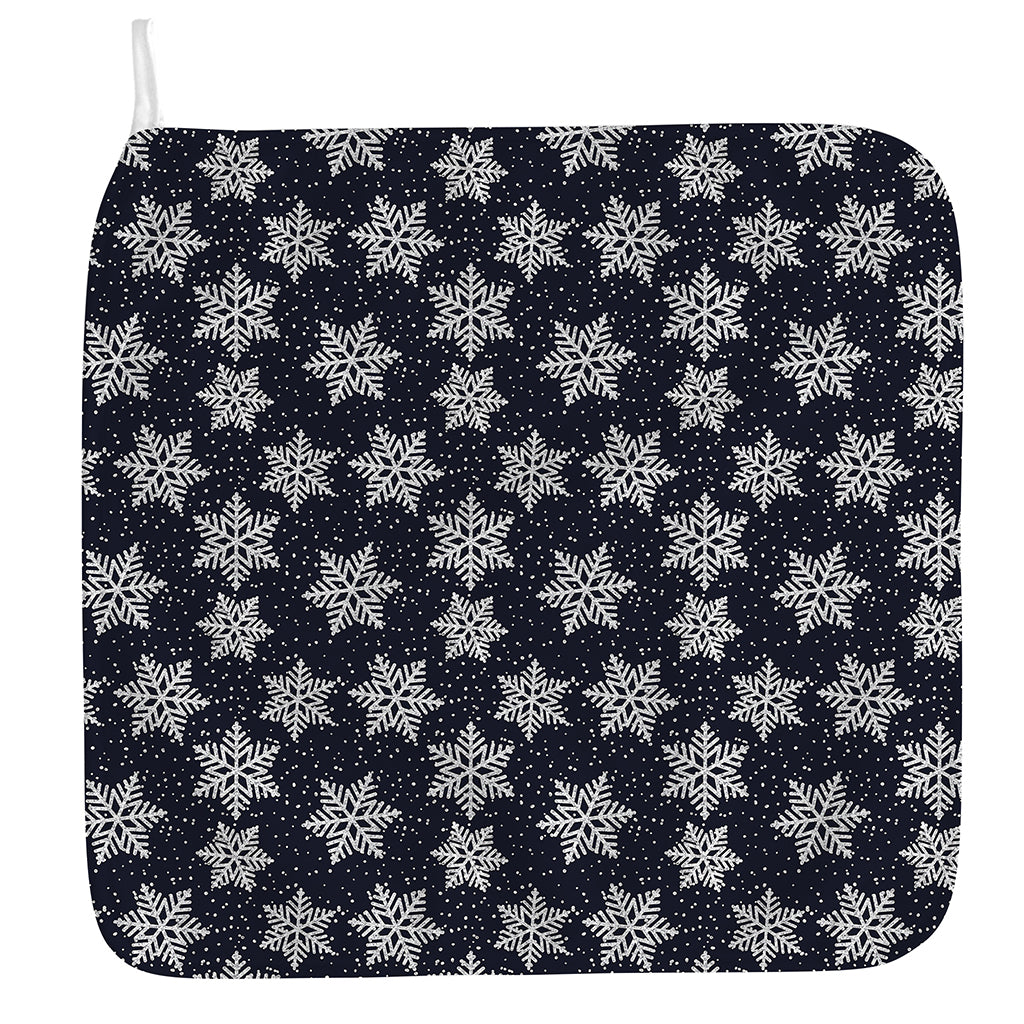 Blue And Silver Snowflake Pattern Print Hand Towel