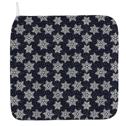 Blue And Silver Snowflake Pattern Print Hand Towel