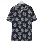 Blue And Silver Snowflake Pattern Print Hawaiian Shirt