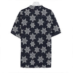 Blue And Silver Snowflake Pattern Print Hawaiian Shirt
