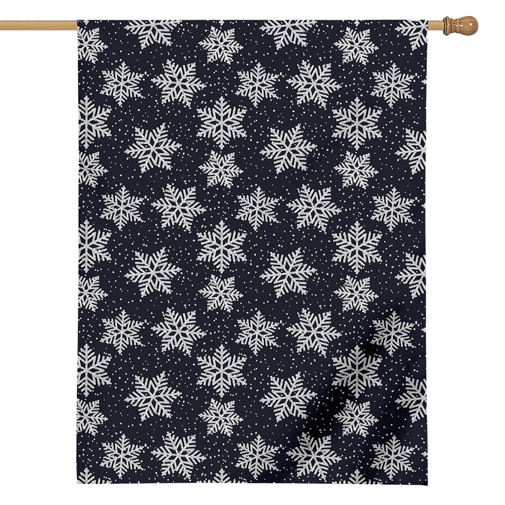 Blue And Silver Snowflake Pattern Print House Flag