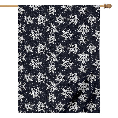 Blue And Silver Snowflake Pattern Print House Flag