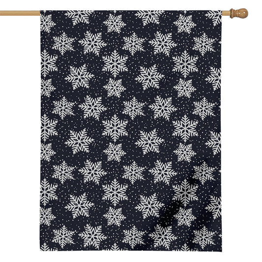 Blue And Silver Snowflake Pattern Print House Flag