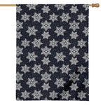 Blue And Silver Snowflake Pattern Print House Flag