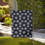 Blue And Silver Snowflake Pattern Print House Flag
