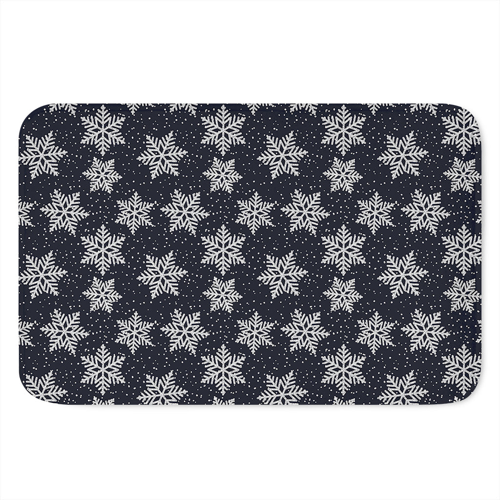 Blue And Silver Snowflake Pattern Print Indoor Door Mat