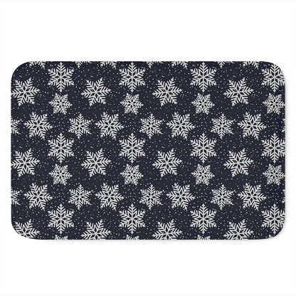 Blue And Silver Snowflake Pattern Print Indoor Door Mat