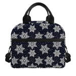 Blue And Silver Snowflake Pattern Print Insulated Lunch Bag
