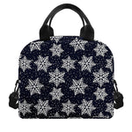 Blue And Silver Snowflake Pattern Print Insulated Lunch Bag