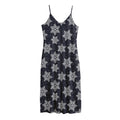 Blue And Silver Snowflake Pattern Print Jersey Midi Cami Dress