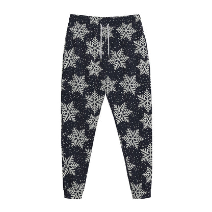 Blue And Silver Snowflake Pattern Print Jogger Pants