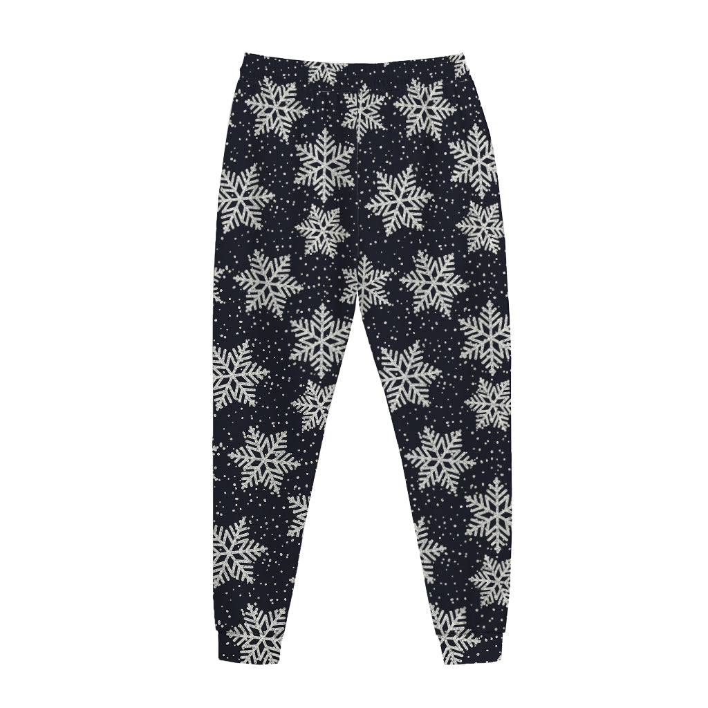 Blue And Silver Snowflake Pattern Print Jogger Pants